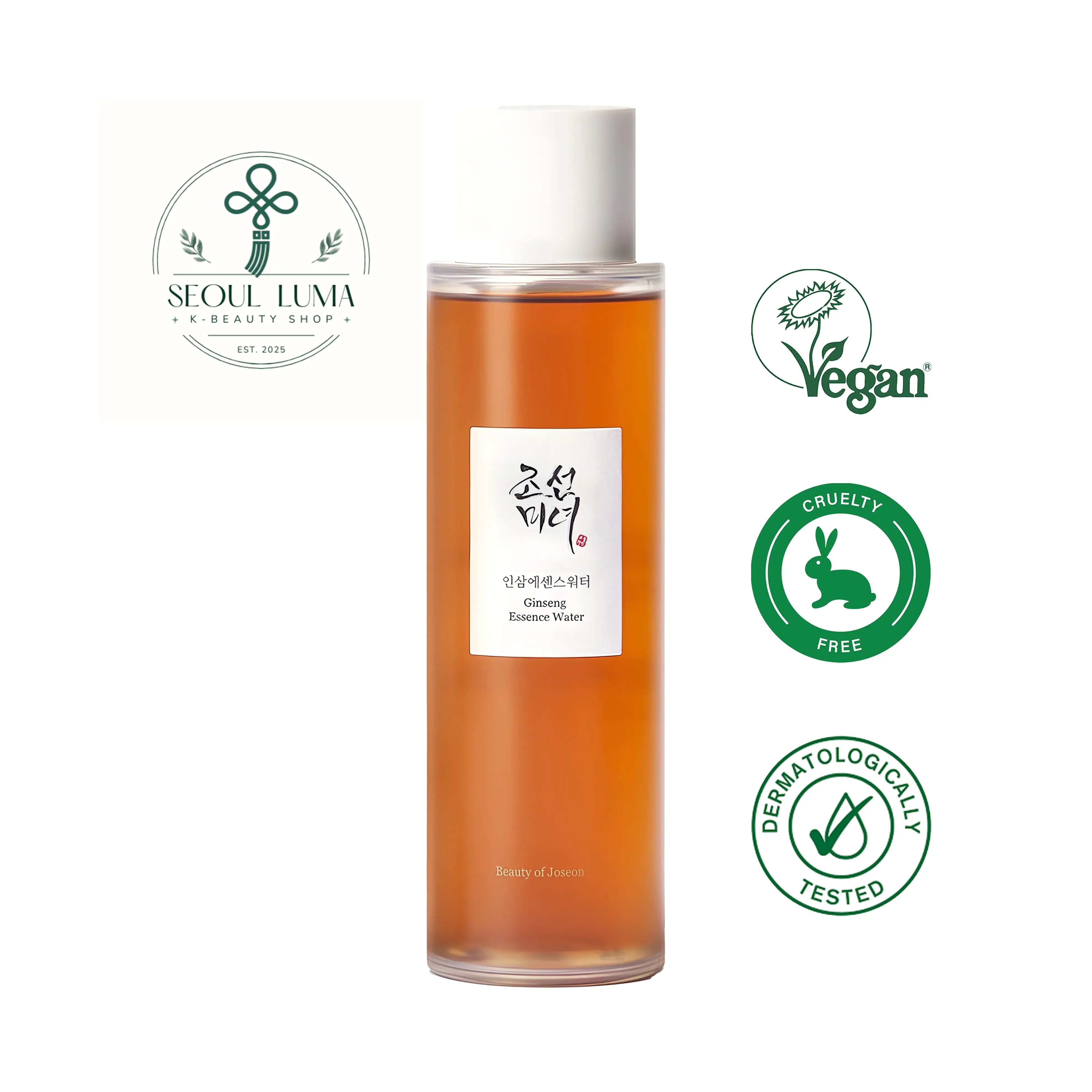 Beauty of Joseon Ginseng Essence Water with 80% ginseng root water, 2% niacinamide, and adenosine for hydrating and revitalizing mature skin